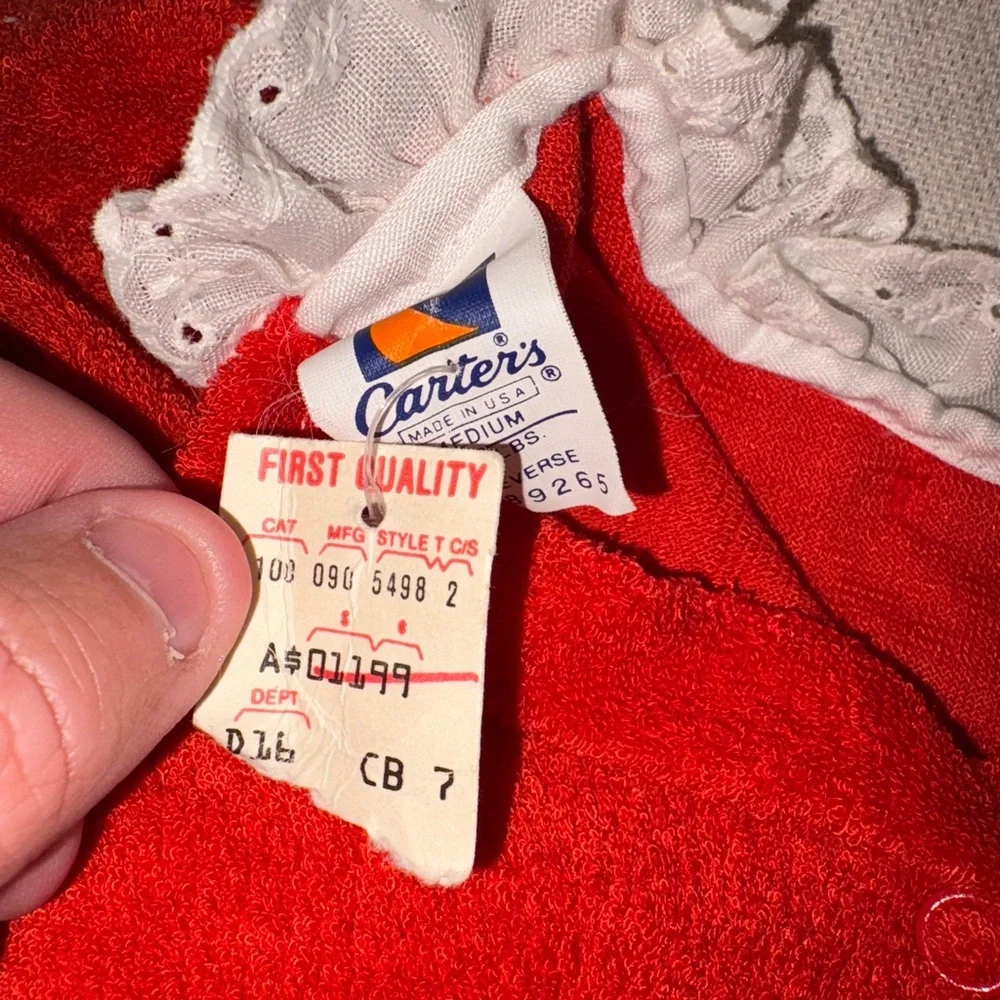 Vintage Carter’s Baby Fleece Footie Pajamas Sz 12-17 lbs Med Sleeper Red 80s NWT